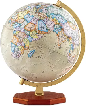 Waypoint Geographic Voyager Plus 12" Antique Ocean-Style World Globe, Up-to-Date Reference Globe for Home and Office Decor, 16" H x 13.5" W x 12" D