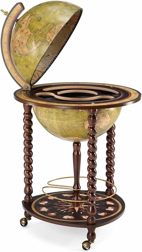 Waypoint Geographic Explora Bar Globe, 16” Diameter Elegant World Globe, Liquor Storage Mini Bar Globe for Home and Office Decor 36.56" H x 23" W x 16"D, Olive Green