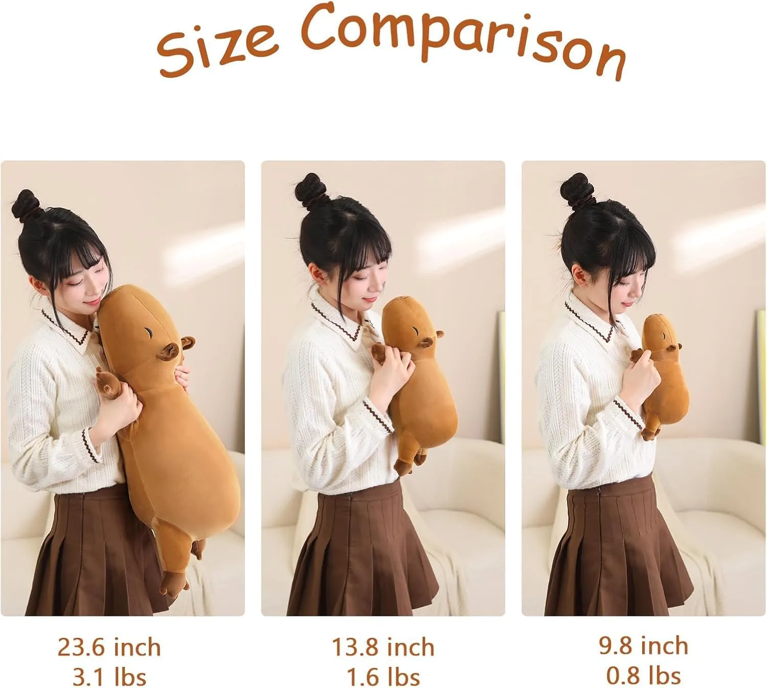 Weighted Capybara Plush, Weighted Capybara Stuffed Animal for Anxiety, Cute Plushies Soft Pillow Toy Gift for Kids Adults (Large (23.6Inch))