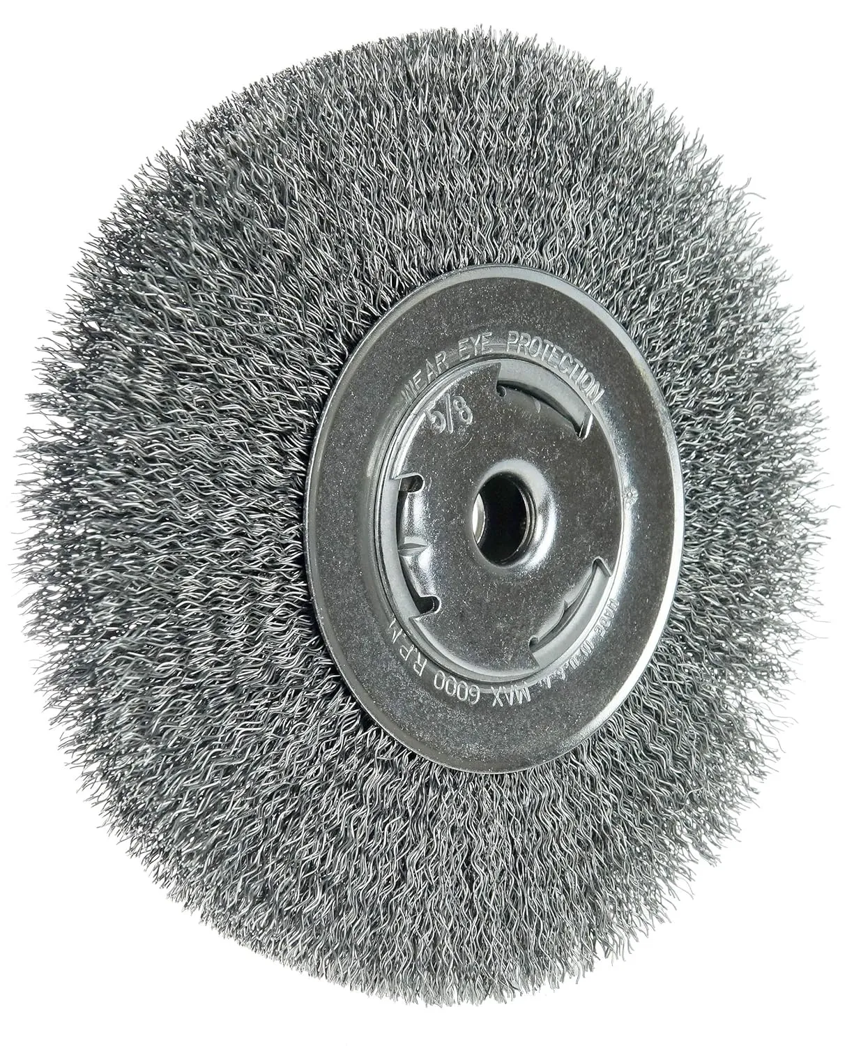 Weiler 06655 Wolverine 7" Wide Face Bench Grinder Wheel, .014" Crimped Steel Wire Fill, 5/8" Arbor Hole, Made in the USA