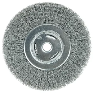 Weiler 06655 Wolverine 7" Wide Face Bench Grinder Wheel, .014" Crimped Steel Wire Fill, 5/8" Arbor Hole, Made in the USA