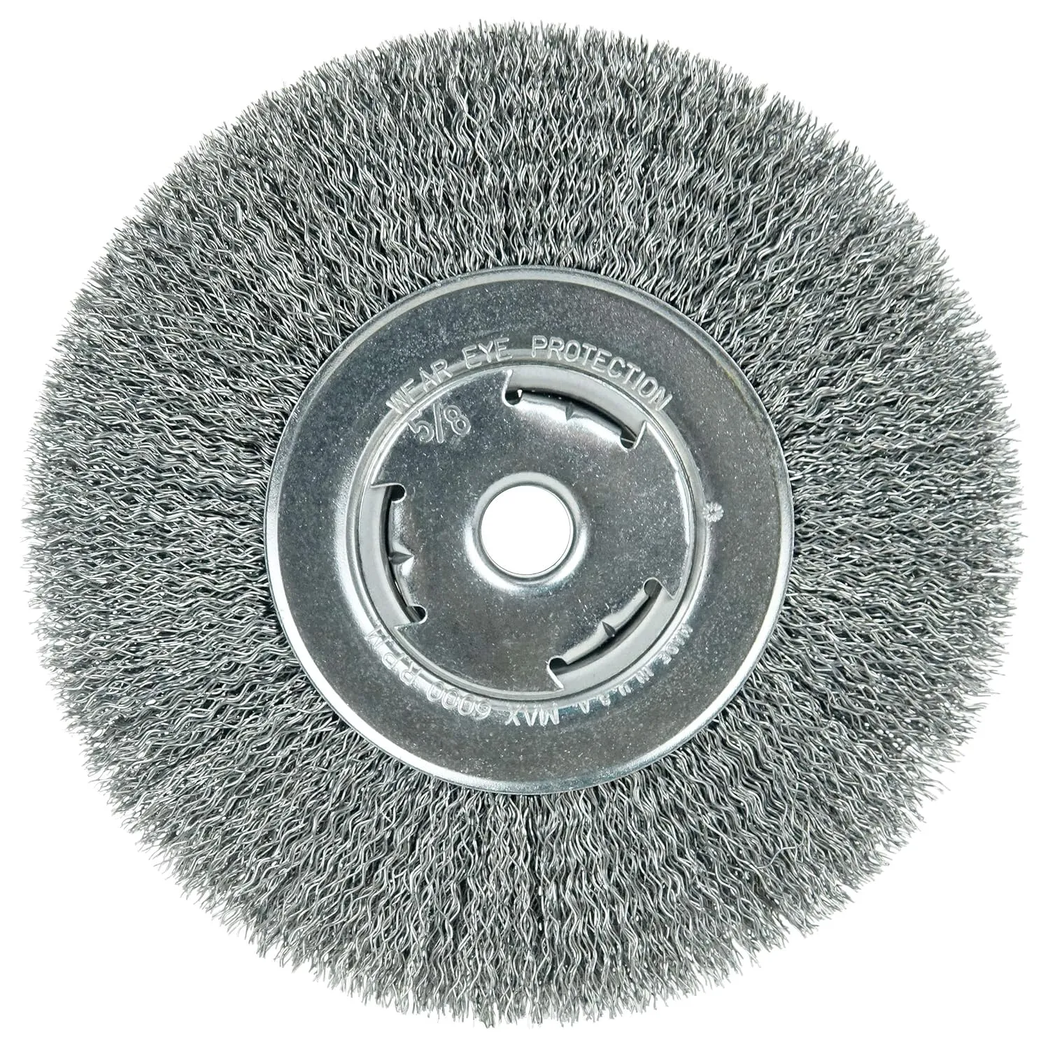 Weiler 06655 Wolverine 7" Wide Face Bench Grinder Wheel, .014" Crimped Steel Wire Fill, 5/8" Arbor Hole, Made in the USA