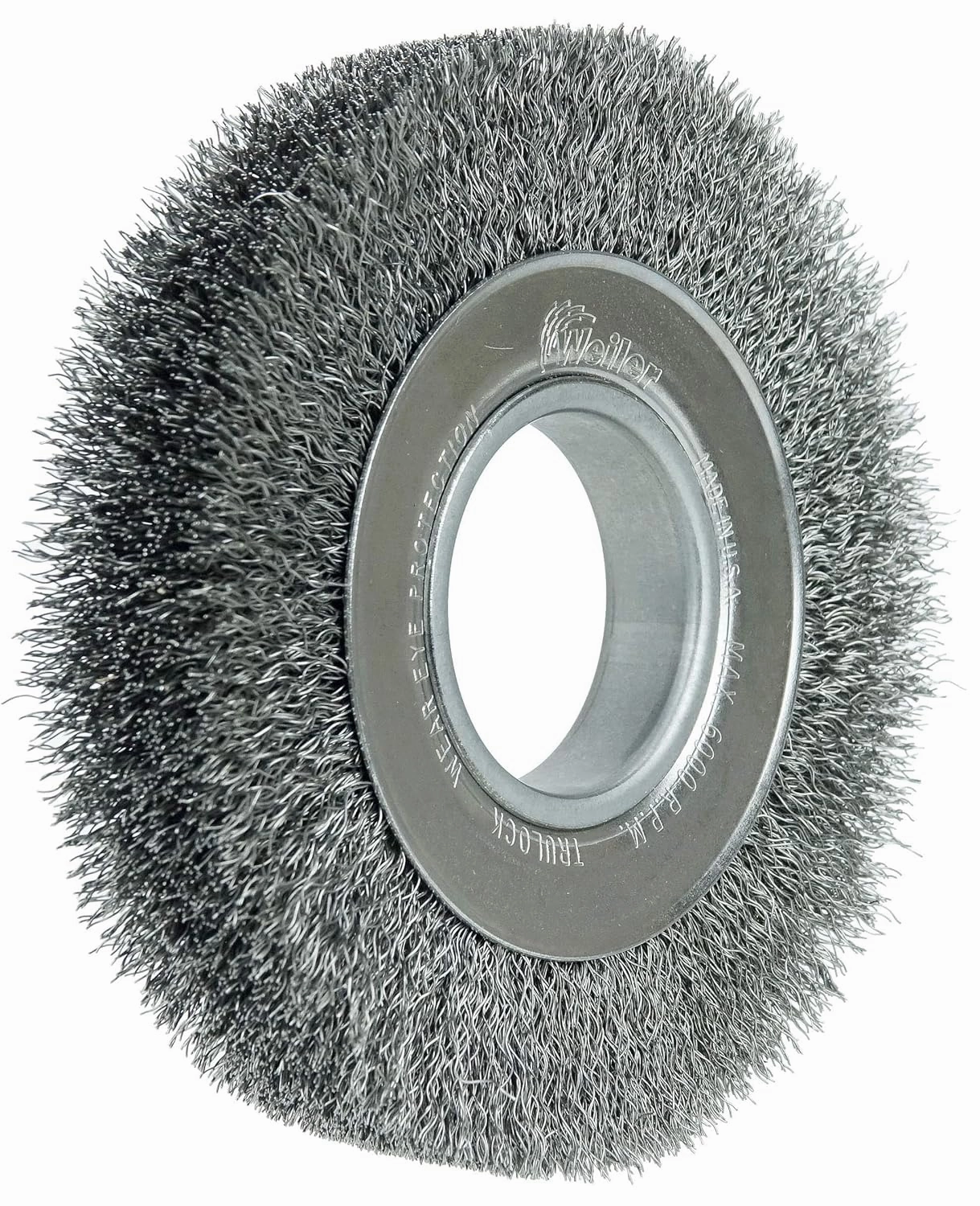 Weiler 06080 6" Medium Face Crimped Wire Wheel, .014" Steel Fill, 2" Arbor Hole, Made in the USA