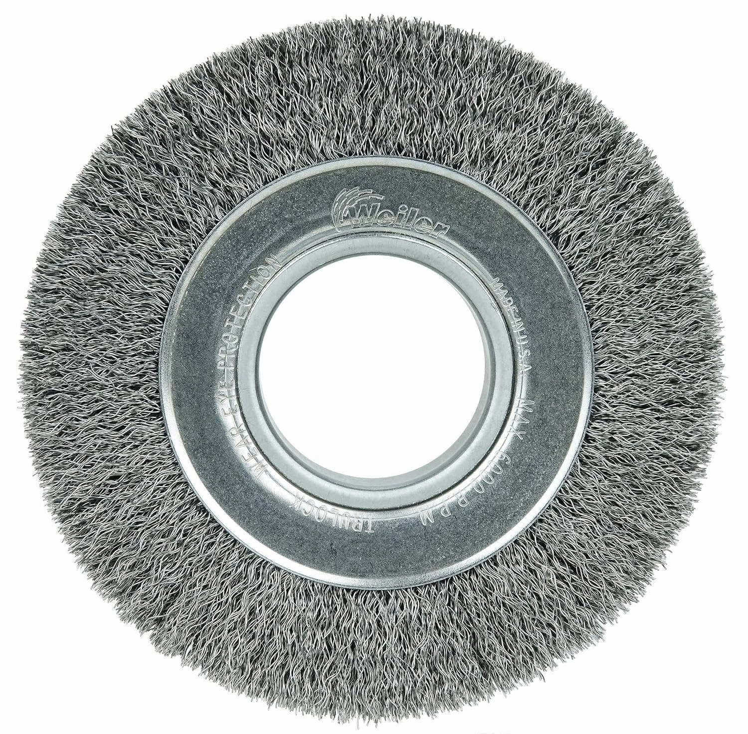 Weiler 06080 6" Medium Face Crimped Wire Wheel, .014" Steel Fill, 2" Arbor Hole, Made in the USA