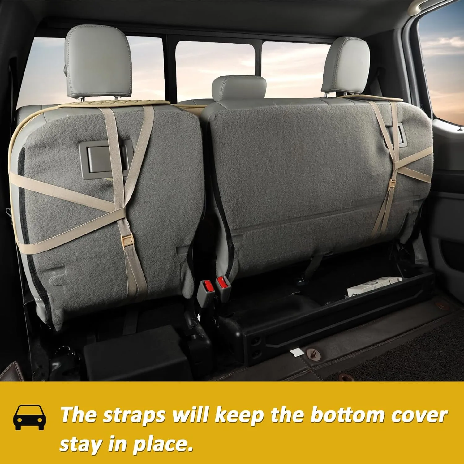 West Llama PU Leather Car Seat Covers Protectors, Bottom Seat Covers for Cars Fit Ford F-150,F-250,F-350(Beige)