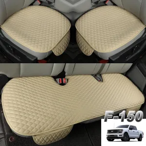 West Llama PU Leather Car Seat Covers Protectors, Bottom Seat Covers for Cars Fit Ford F-150,F-250,F-350(Beige)