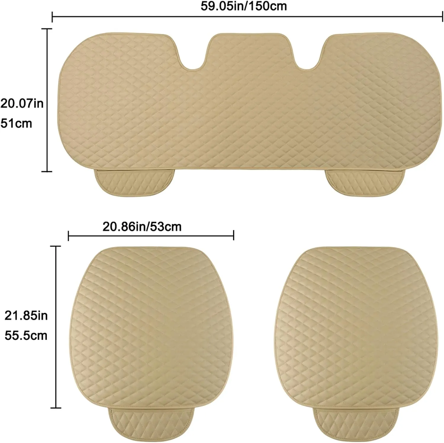 West Llama PU Leather Car Seat Covers Protectors, Bottom Seat Covers for Cars Fit Ford F-150,F-250,F-350(Beige)