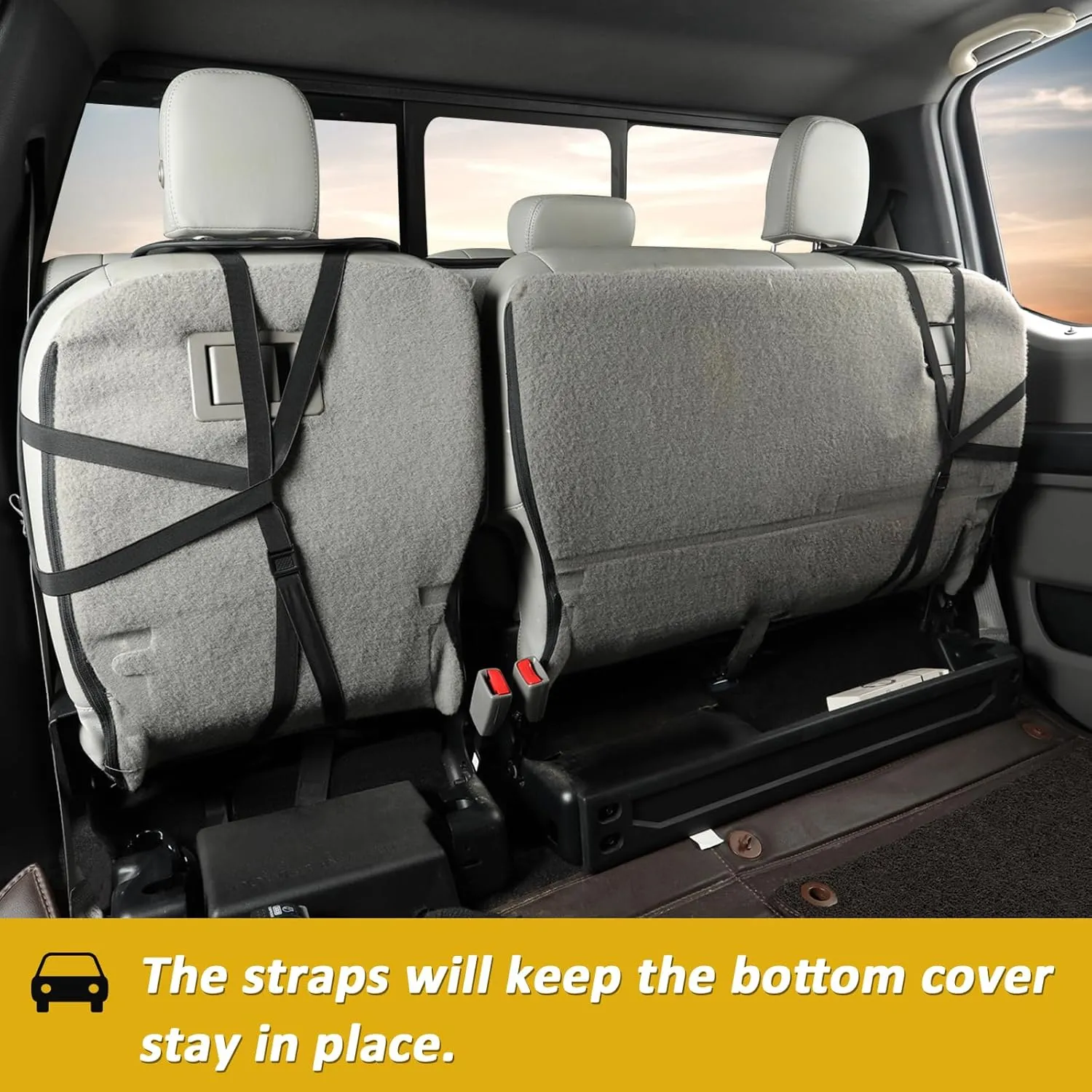West Llama PU Leather Car Seat Covers Protectors, Bottom Seat Covers for Cars Fit Ford F150,F250,F350(Black)