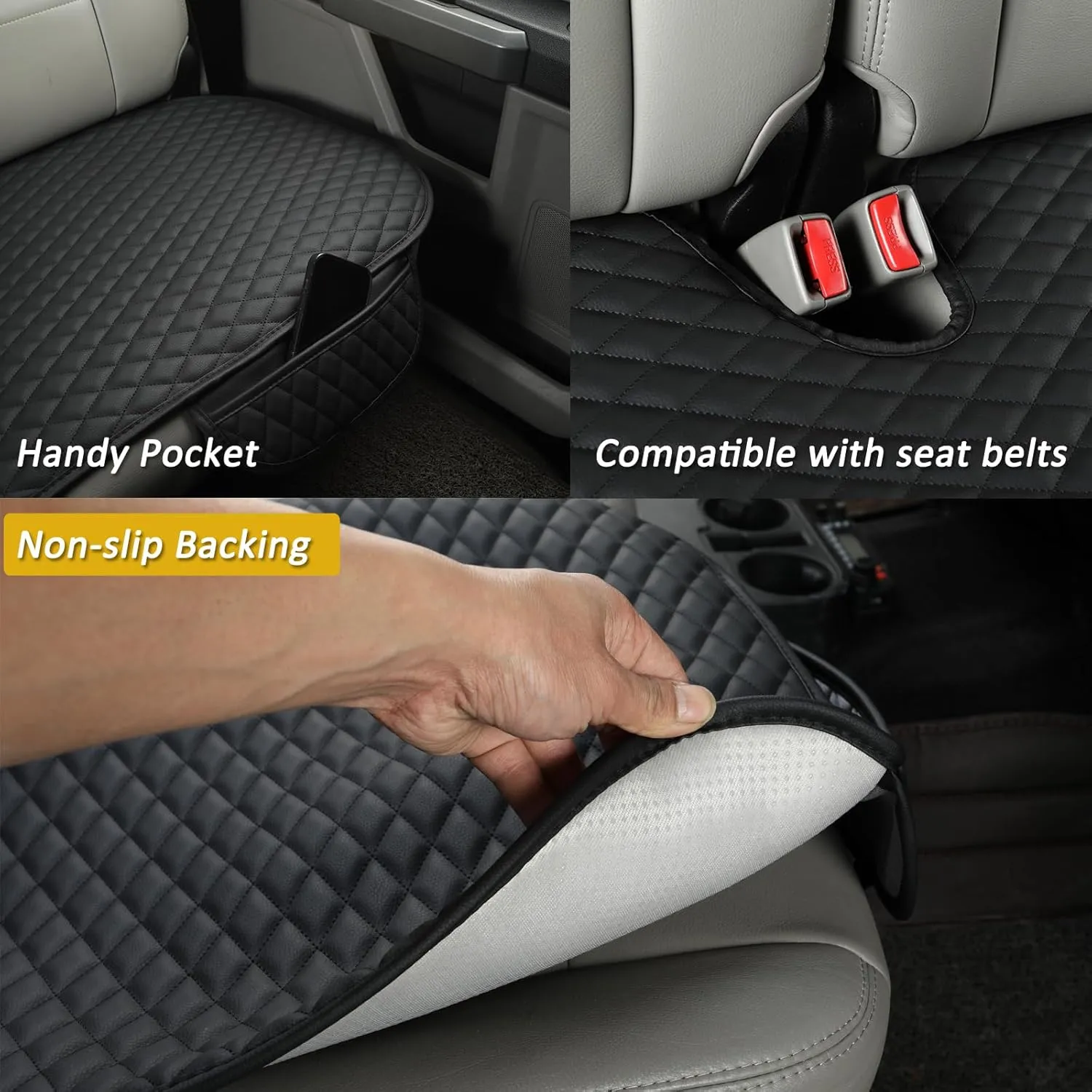 West Llama PU Leather Car Seat Covers Protectors, Bottom Seat Covers for Cars Fit Ford F150,F250,F350(Black)