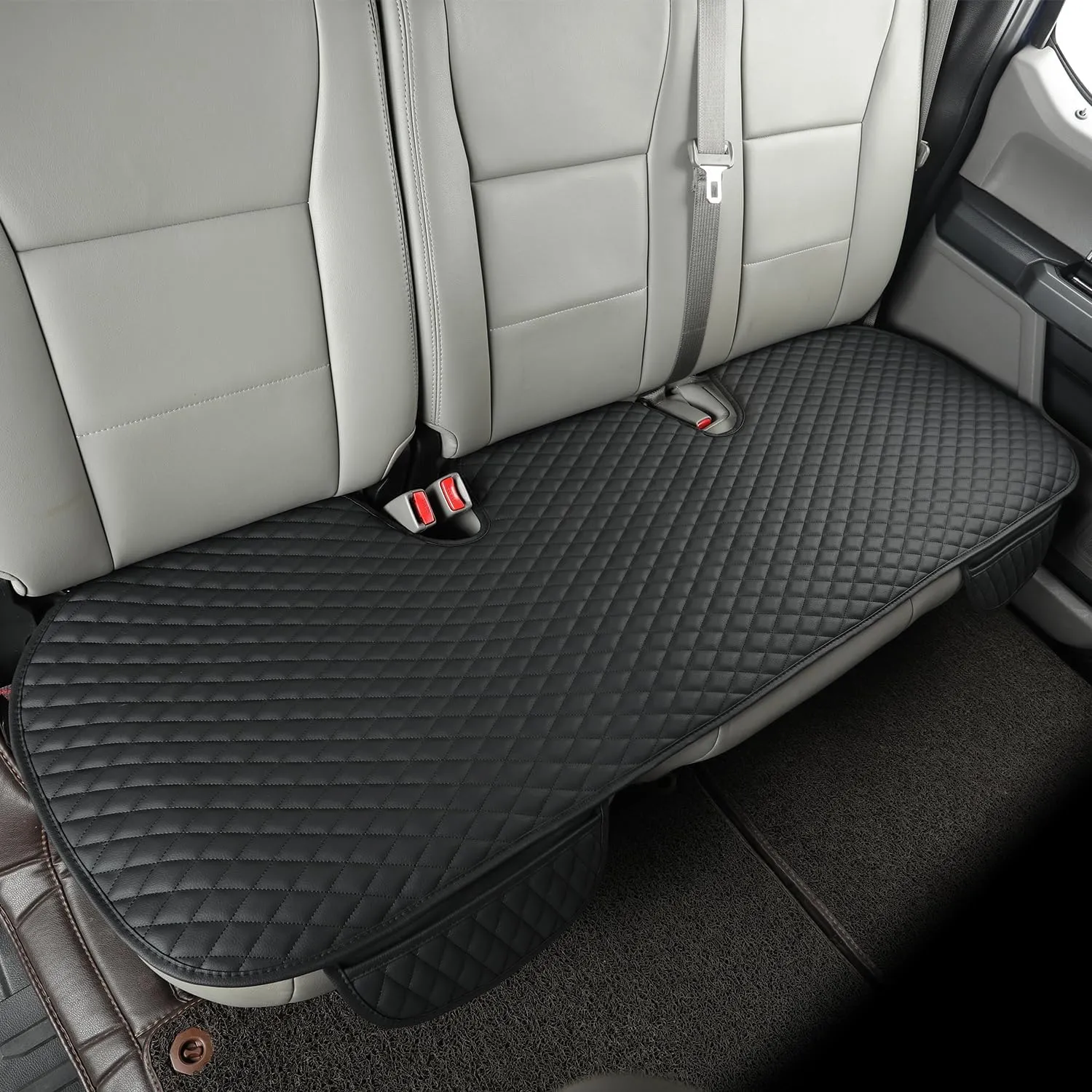 West Llama PU Leather Car Seat Covers Protectors, Bottom Seat Covers for Cars Fit Ford F150,F250,F350(Black)