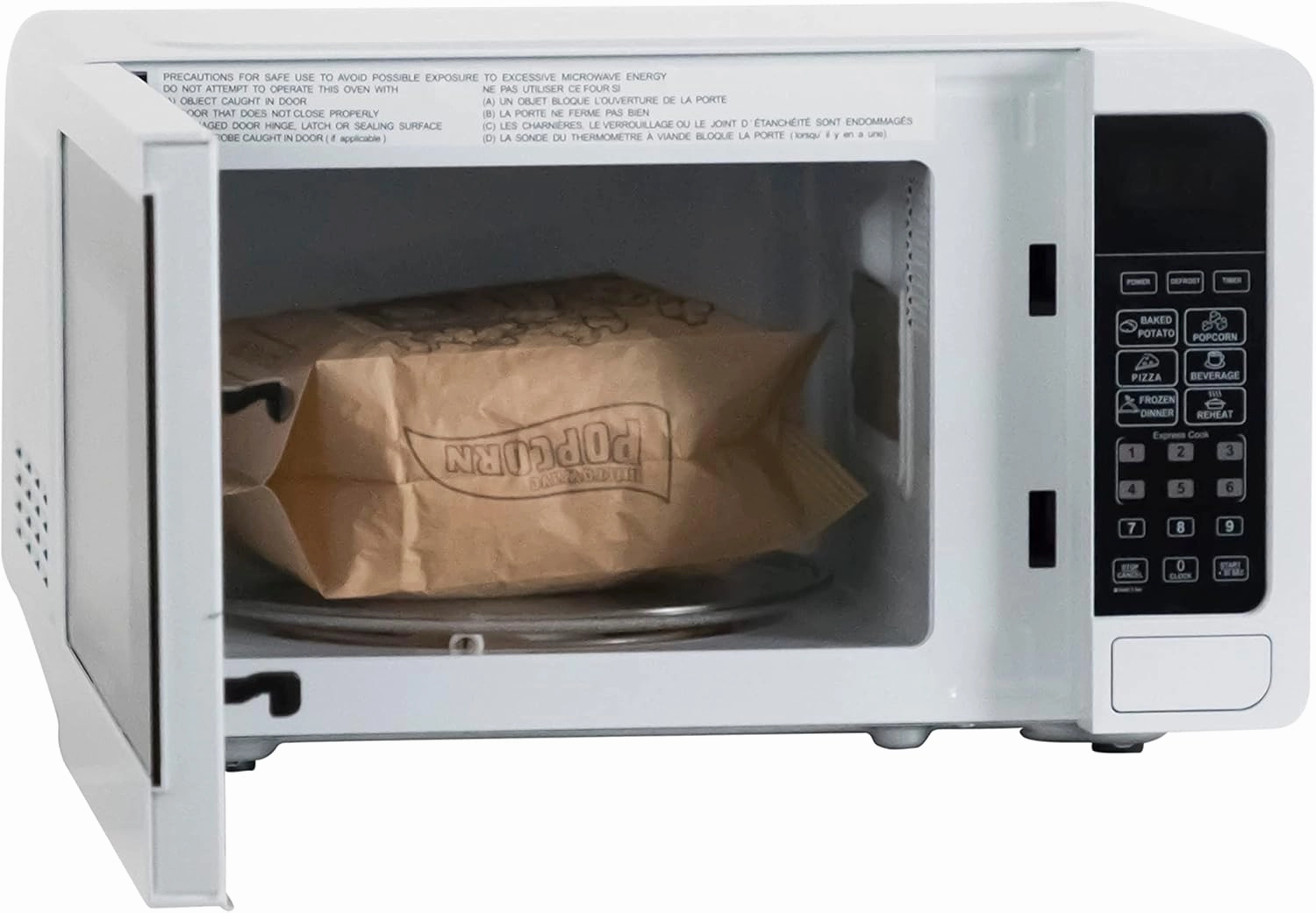 West Bend WBMW71W 0.7 Cu. Ft. Countertop Microwave Oven 700W with 6 Pre-Programmed Cooking Settings, Speed Defrost, Electronic Control Panel, Rotating Glass Turntable, Add 30 Seconds Button, White