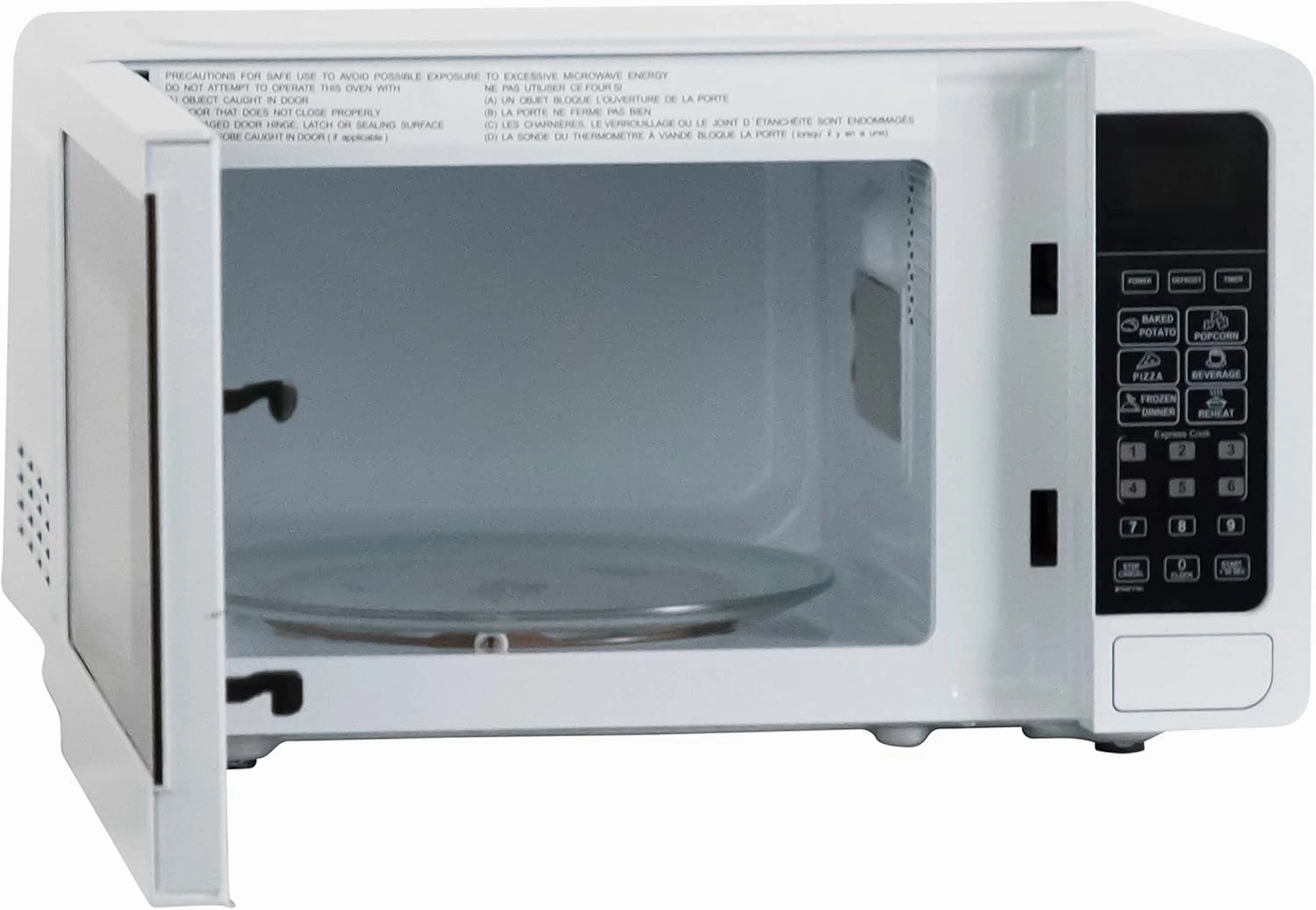 West Bend WBMW71W 0.7 Cu. Ft. Countertop Microwave Oven 700W with 6 Pre-Programmed Cooking Settings, Speed Defrost, Electronic Control Panel, Rotating Glass Turntable, Add 30 Seconds Button, White