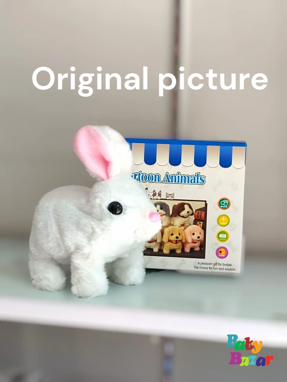 White Plush Bunny Toy Walking Talking & Tail Wagging Fun for Kids Battery Operated