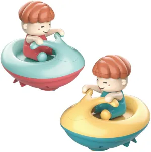 Windup Yacht Bath Toy, Funny Bathtub Speed Boat Toy Clockwork Ski Jet Ship Toy Speedboat Tub Toy Yacht Water Toy for Boys and Girls (2 in 1)