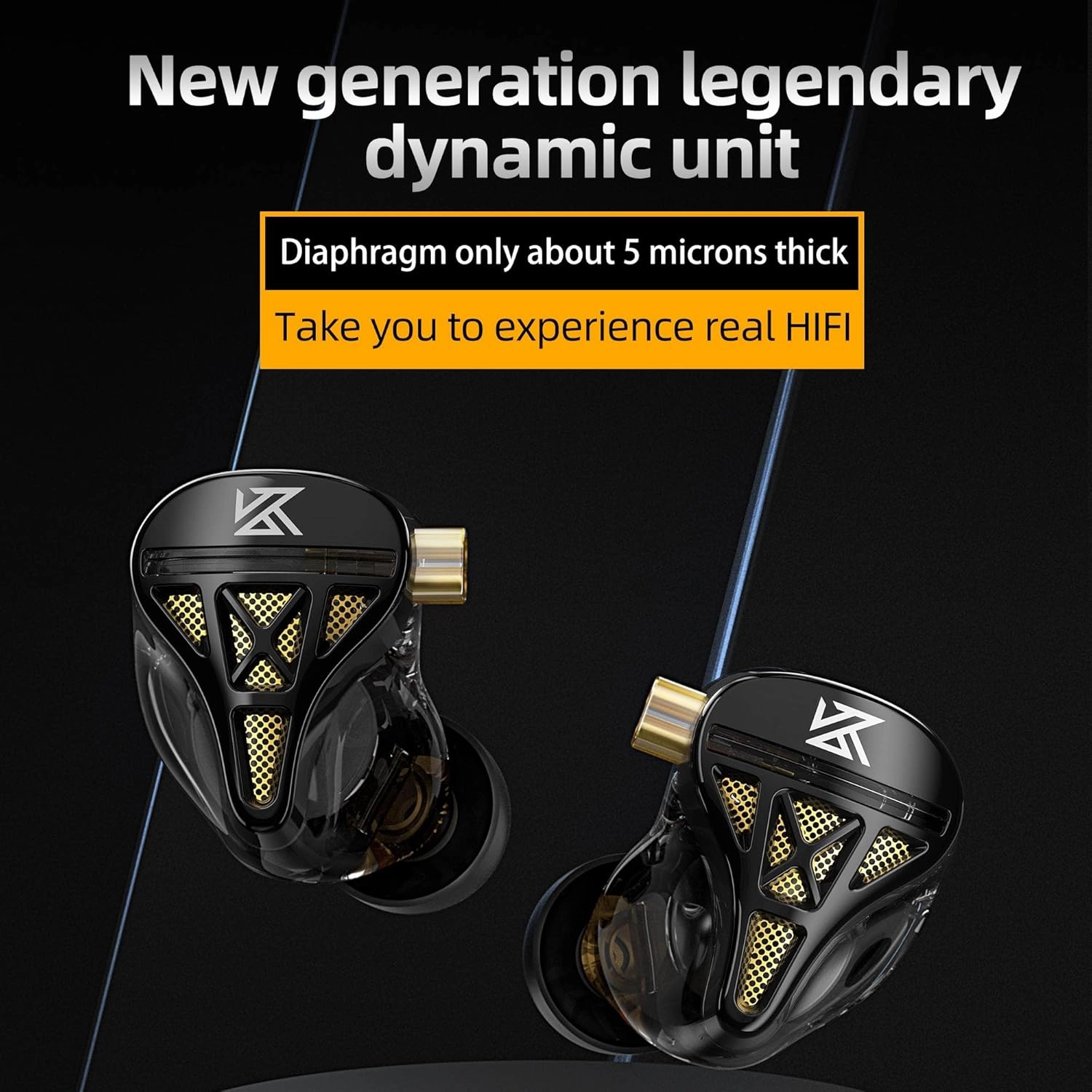 Wired Headphone,KZ DQS HiFi Dynamic Drivers IEM Earphone,KZ Gaming Earbuds Headphones Bass 2pin 3.5mm Sports Music Game in Ear Monitor Headphone for System Singers (Black, No Mic)…