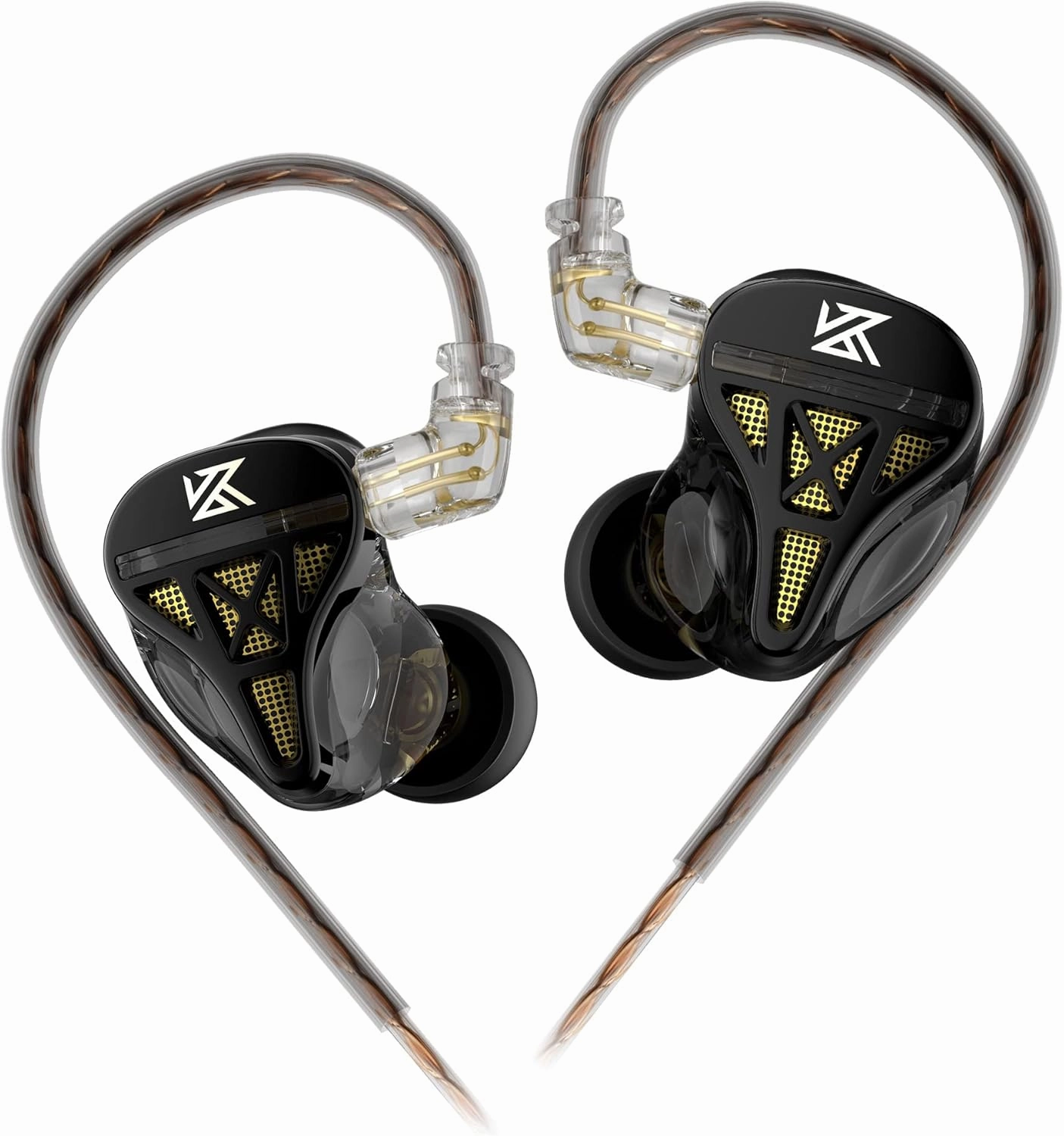 Wired Headphone,KZ DQS HiFi Dynamic Drivers IEM Earphone,KZ Gaming Earbuds Headphones Bass 2pin 3.5mm Sports Music Game in Ear Monitor Headphone for System Singers (Black, No Mic)…