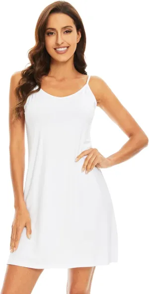 WiWi Slip Dress for Women Sleeveless Nightgowns Sexy Chemise Nightgown Full Slips Babydoll -Viscose from Bamboo S-XXL