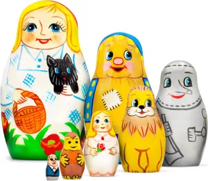 Wizard of Oz Nesting Doll Set of 7 pcs - Matryoshka Dolls with Wizard of Oz Characters - Wooden Russian Dolls with Fairy Tale Wizard of Oz Figurines