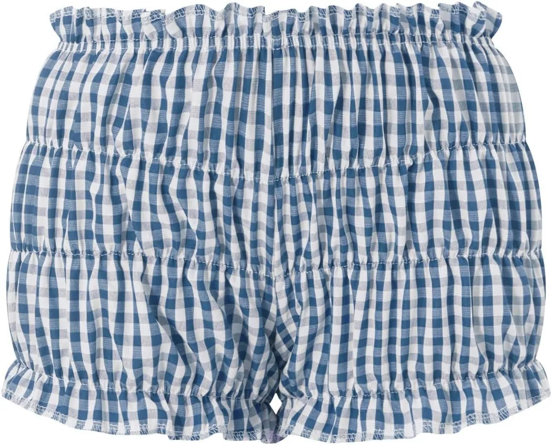 Women Gingham Boxer Shorts Ruffle Bloomers Cute Sexy Micro Y2k Pajama Plaid Shorts