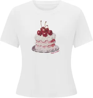 Women Y2k Print Baby Tees Cute Fruit Graphic Short Sleeve Crop Top Bow Printed Teen E Girl Aesthetic Shirt