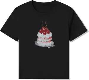 Women Y2k Print Baby Tees Cute Fruit Graphic Short Sleeve Crop Top Bow Printed Teen E Girl Aesthetic Shirt