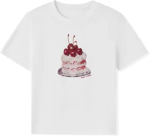 Women Y2k Print Baby Tees Cute Fruit Graphic Short Sleeve Crop Top Bow Printed Teen E Girl Aesthetic Shirt