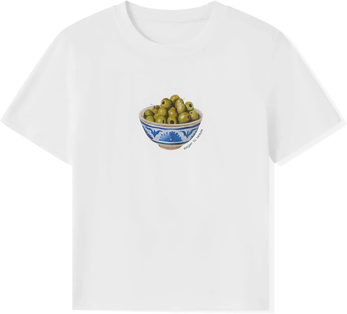 Women Y2k Print Baby Tees Cute Fruit Graphic Short Sleeve Crop Top Bow Printed Teen E Girl Aesthetic Shirt