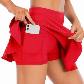 Women's Athletic Tennis Skirts Flowy Athletic Shorts for Big Girl Gym Yoga Workout Running Cute Pink Plaid Skirt for Women