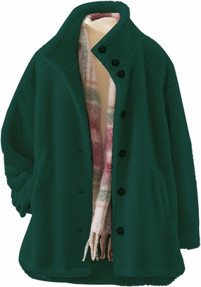 Women's Flannel Fuzzy Cardigan Casual Long Sleeve Sherpa Fleece Lined Jacket Trendy Lapel Collar Button Down Outwears