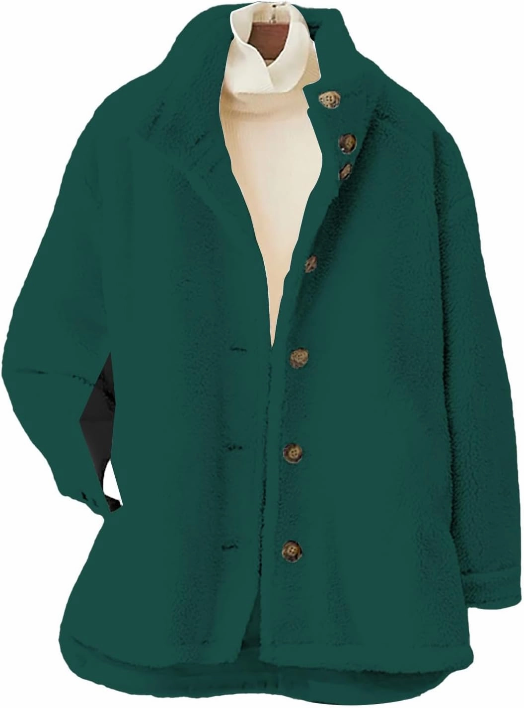 Women's Flannel Fuzzy Cardigan Casual Long Sleeve Sherpa Fleece Lined Jacket Trendy Lapel Collar Button Down Outwears