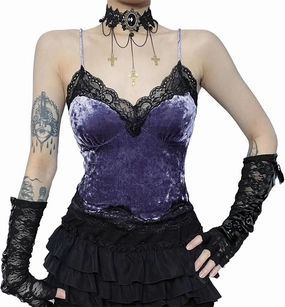 Women's Gothic Crop Top Spaghetti Strap Camisole Mall Goth Grunge Punk Fairy Cami Corset Top Backless Vest