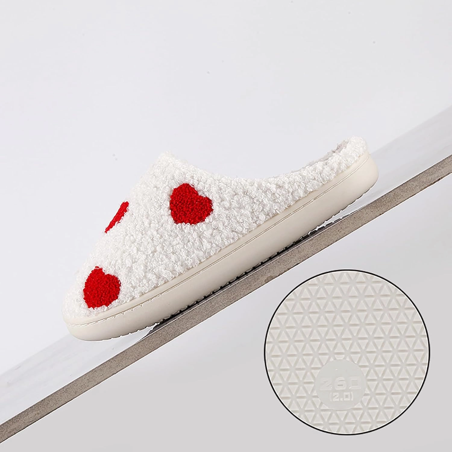 Women's Men's Cute Fuzzy Heart Slippers Memory Foam Fluffy Couple Slippers Cozy House Indoor Outdoor Shoes