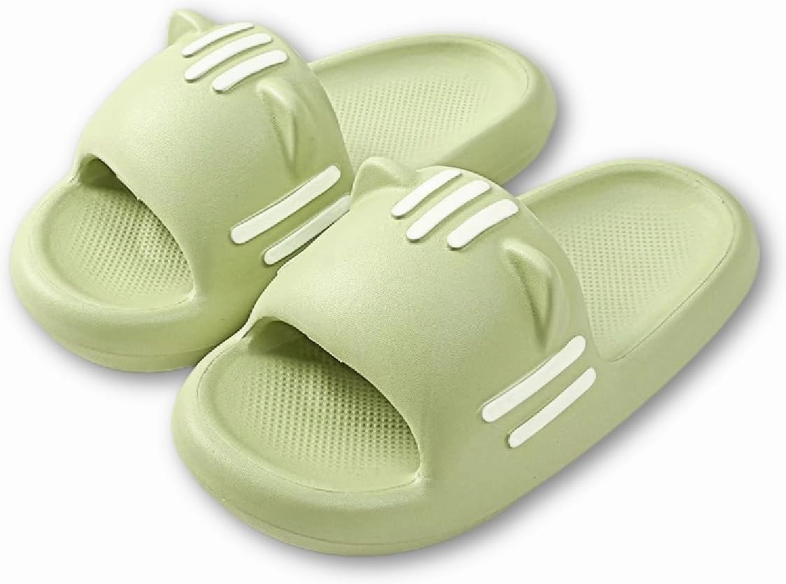 Women’s Slides Cute Bathroom Slippers Non-Slip Cartoon Cat Shaped Indoor Outdoor Summer Slippers