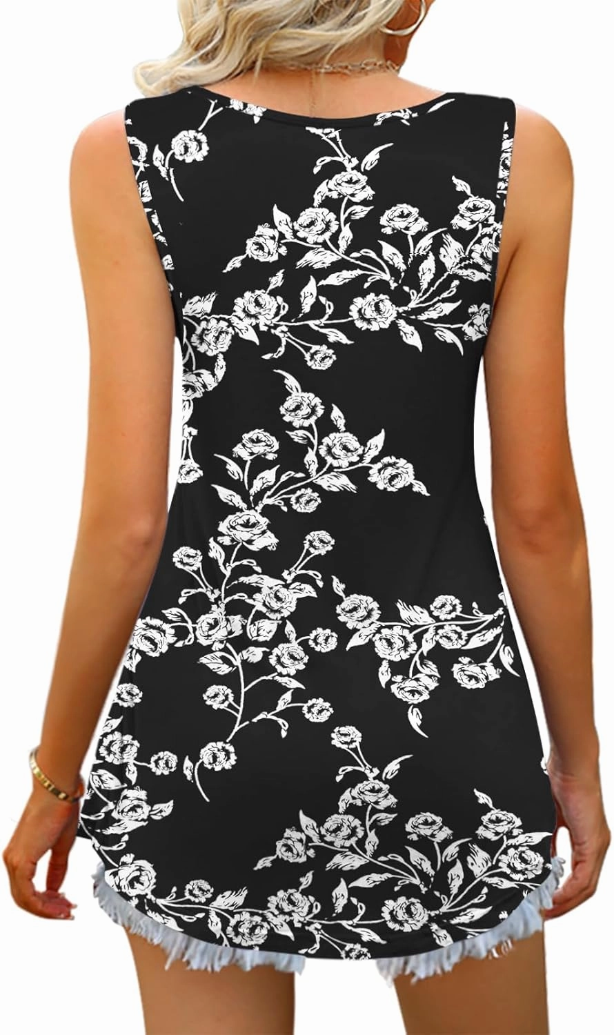 Women Tank Tops 2025 Summer Sleeveless Blouses V Neck Casual Loose Fit Flowy Shirts S-3X