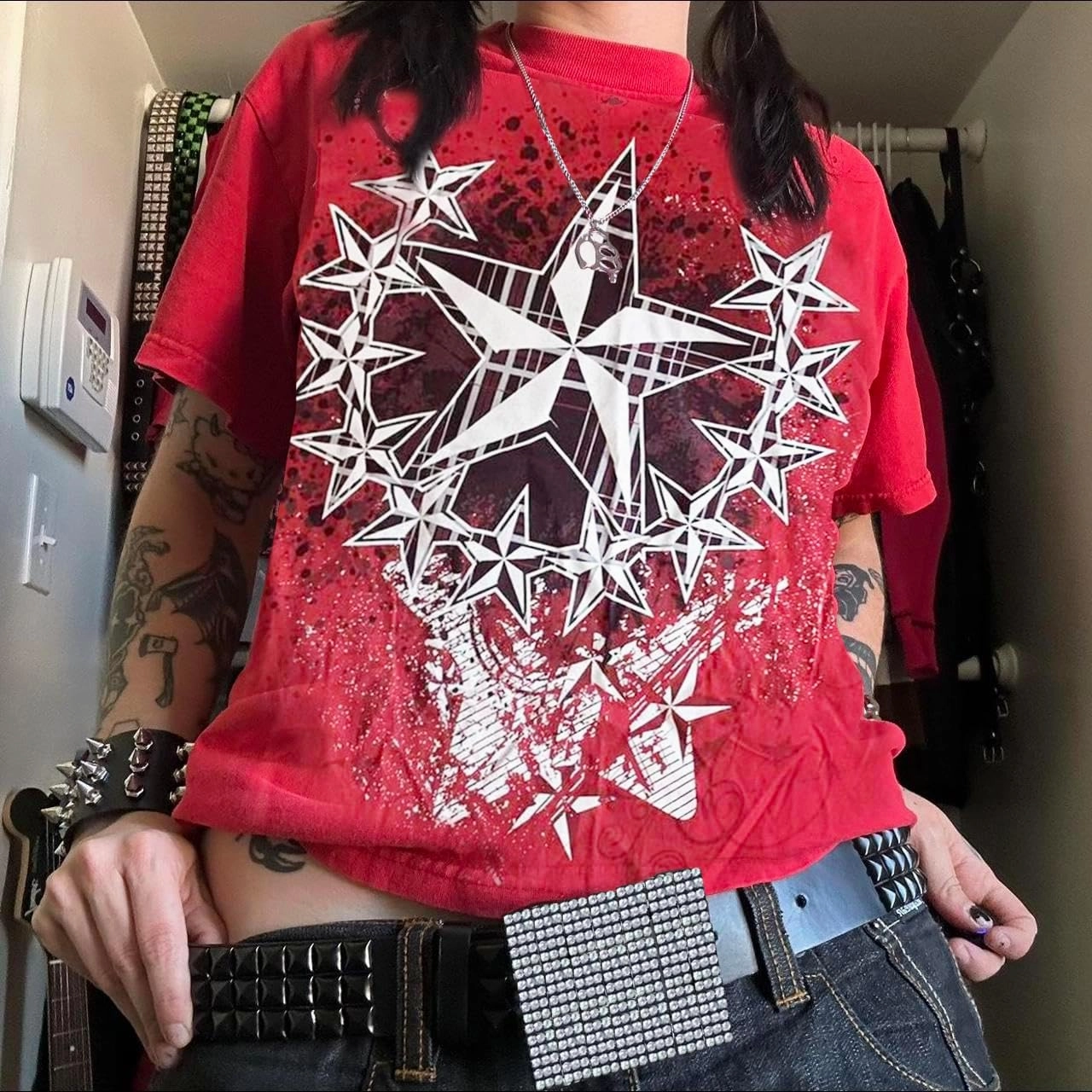 Women Y2K Fairy Grunge Clothes Short Sleeve Aesthetic Graphic Crop Tops 2000s E Girls Vintage Baggy Emo Tee Shirts