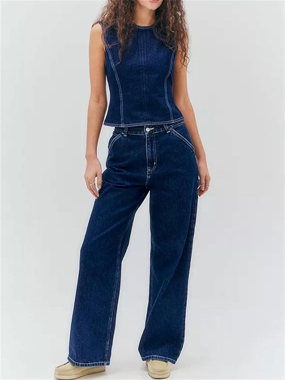 Women Y2k Halter Denim Top Backless Tie Back Button Up Relaxed Fit Jean Vest Sexy Vintage Summer Going Out Tank Top