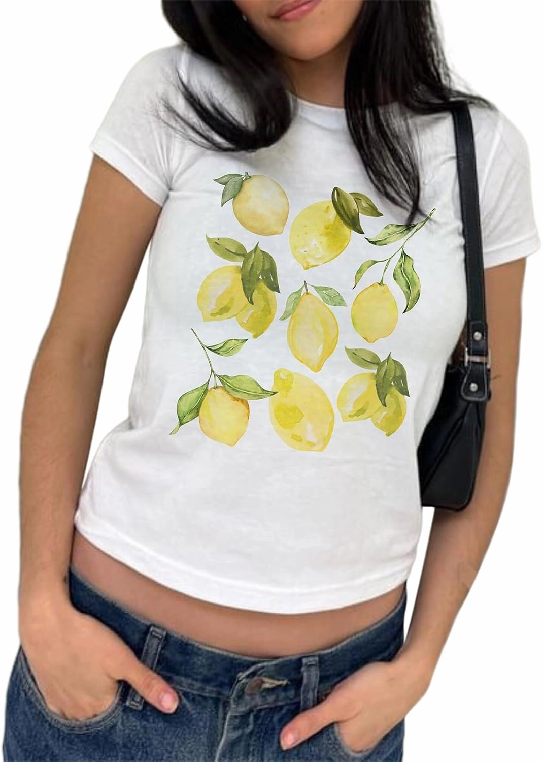 Women Y2k Short Sleeve Baby Tees Cute Graphic Print Crew Neck Crop Top Vintage Aesthetic Teen Girl Tee 90s Streetwear