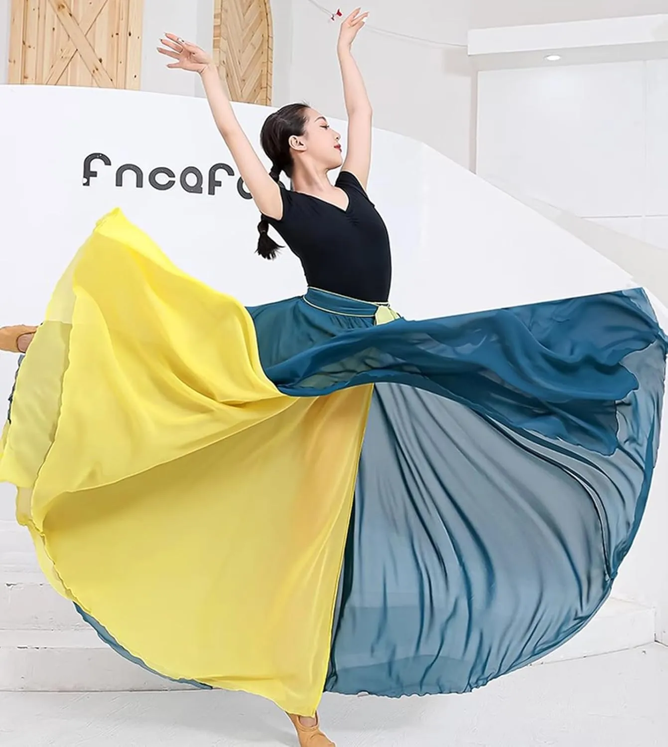 Women's 720 Fairy Lyric Dance Gradient Chiffon Swing Skirt for Ballet and Modern Dance