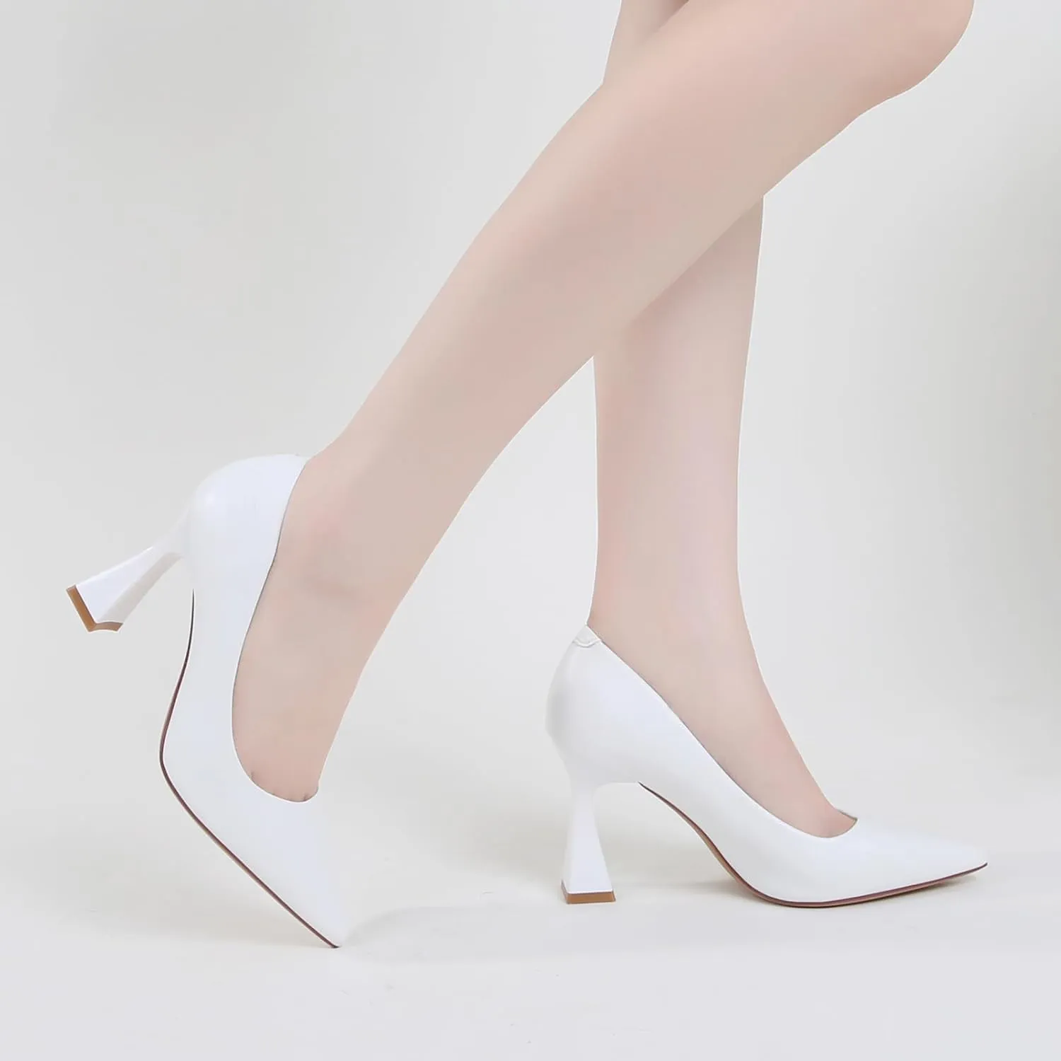 Women’s Bow Pumps Elegant Pointed Toe Dress Heels with Sculpted Flared Heel, Perfect for Weddings, Evening Events & Formal Occasions