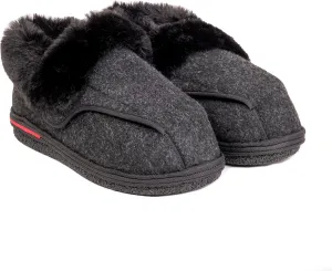 Women's Cozy Adjustable Slippers Wide Fit, Plush Faux Fur Lining, Non-Slip Sole, Comfortable House Shoes for Arthritis, Swollen Feet & Diabetes Relief