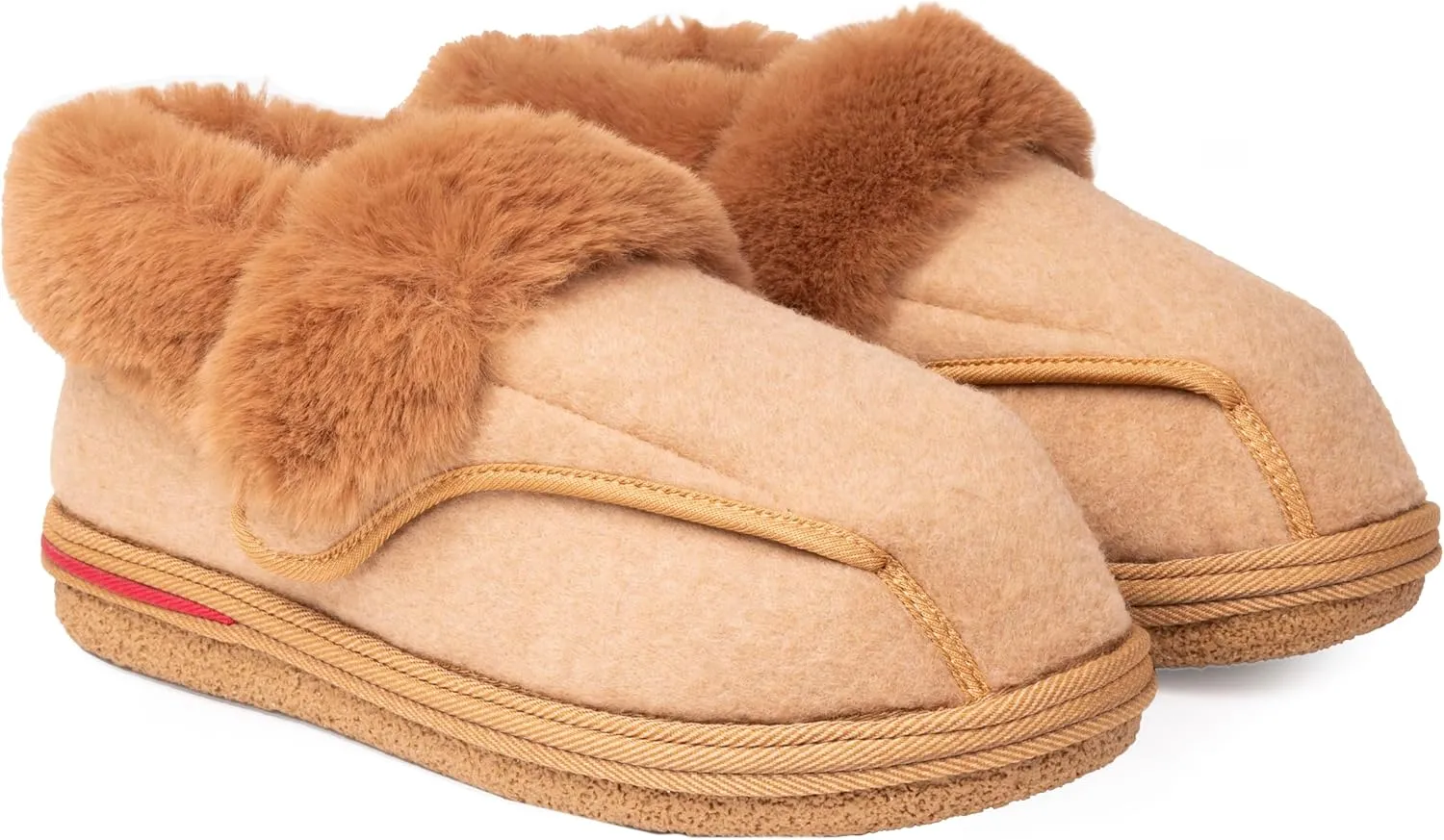 Women's Cozy Adjustable Slippers Wide Fit, Plush Faux Fur Lining, Non-Slip Sole, Comfortable House Shoes for Arthritis, Swollen Feet & Diabetes Relief