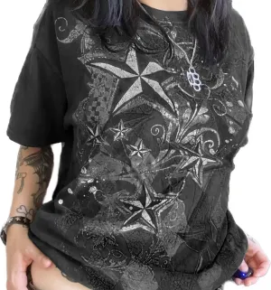 Womens E-Girls Short Sleeve T-Shirt Y2k Graphic Print Emo Tops Crewneck Fairy Grunge Tee Tops Aesthetic Summer Clothes