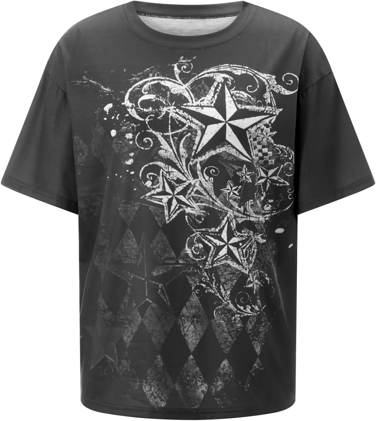 Womens E-Girls Short Sleeve T-Shirt Y2k Graphic Print Emo Tops Crewneck Fairy Grunge Tee Tops Aesthetic Summer Clothes