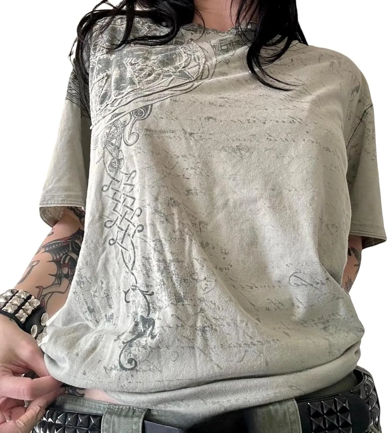 Womens E-Girls Short Sleeve T-Shirt Y2k Graphic Print Emo Tops Crewneck Fairy Grunge Tee Tops Aesthetic Summer Clothes