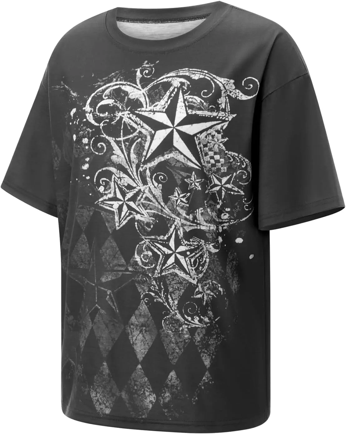 Womens E-Girls Short Sleeve T-Shirt Y2k Graphic Print Emo Tops Crewneck Fairy Grunge Tee Tops Aesthetic Summer Clothes