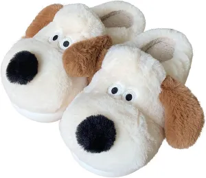 Women's Puppy Slippers - warm plush, cosy and skin-friendly. Non-slip and lightweight sole.