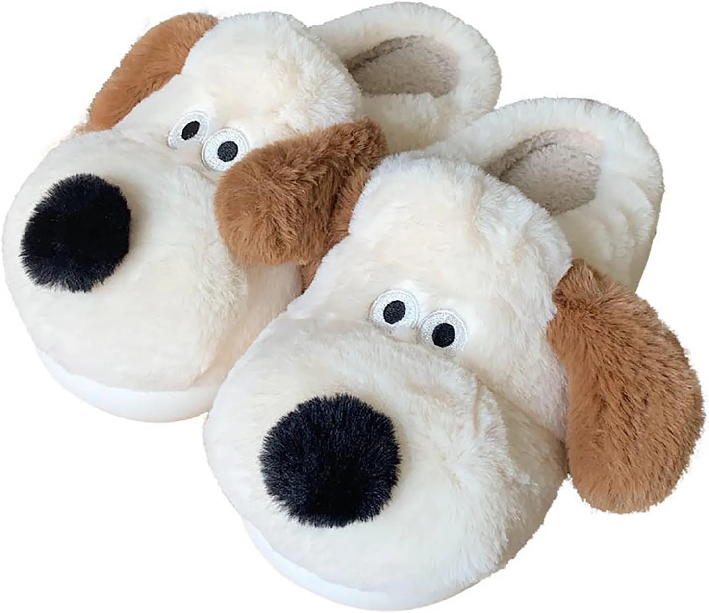 Women's Puppy Slippers - warm plush, cosy and skin-friendly. Non-slip and lightweight sole.