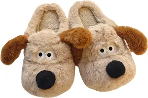 Women's Puppy Slippers - warm plush, cosy and skin-friendly. Non-slip and lightweight sole.