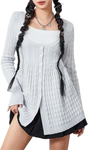 Womens Y2k Knit Sweater Balletcore Fairy Grunge Harajuku Preppy Solid Pullover Top Vintage Long Sleeve Shirt