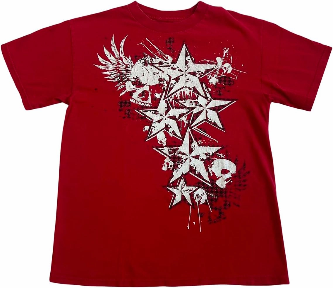 Womens E-Girls Short Sleeve T-Shirt Y2k Graphic Print Emo Tops Crewneck Fairy Grunge Tee Tops Aesthetic Summer Clothes